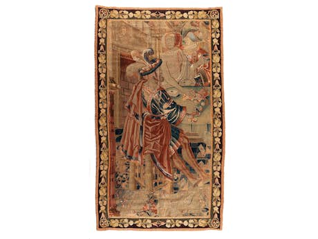 Schöner Wandteppich mit Darstellung zweier Männer beim Kartenspiel